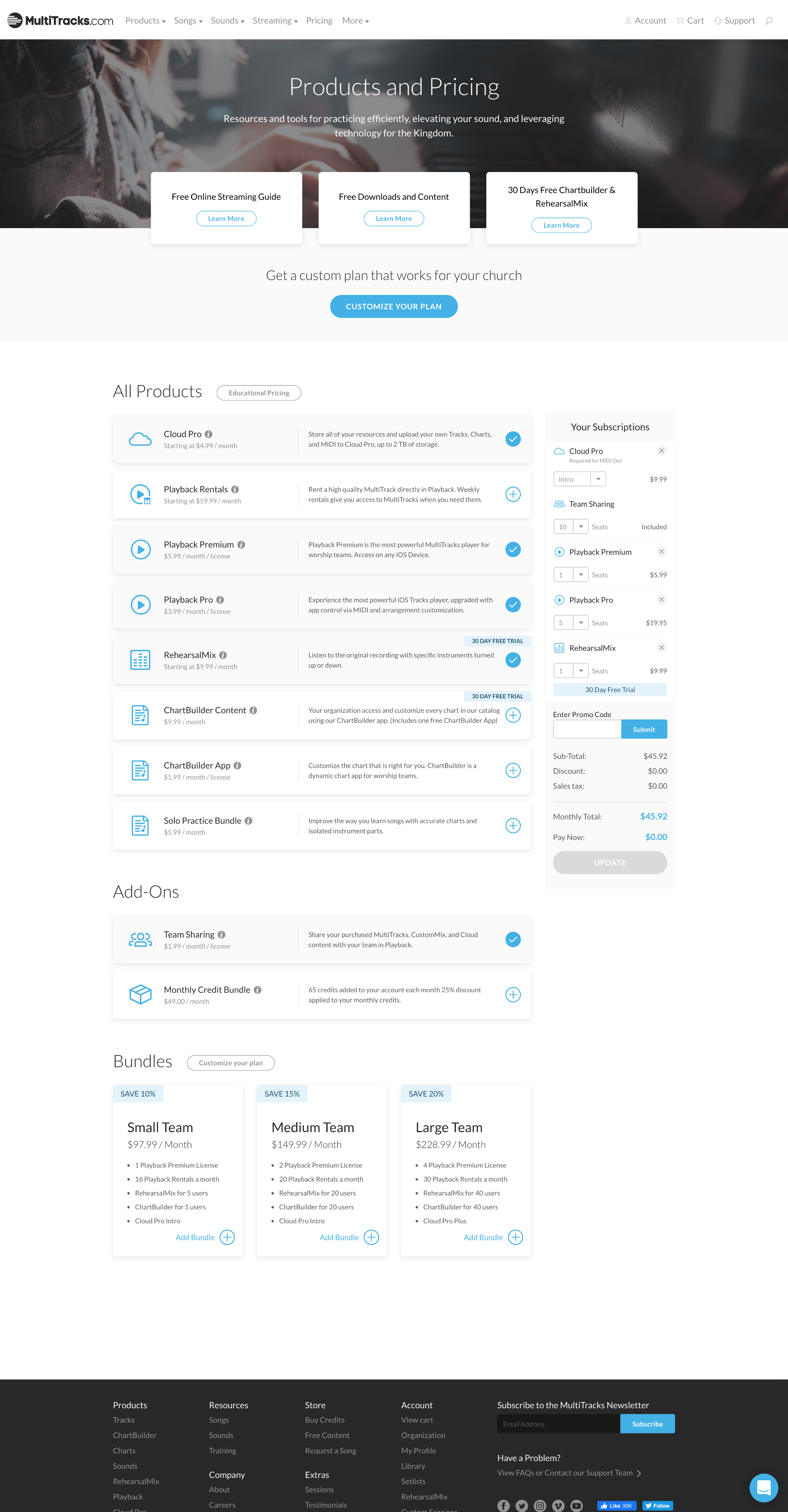 Pricing page